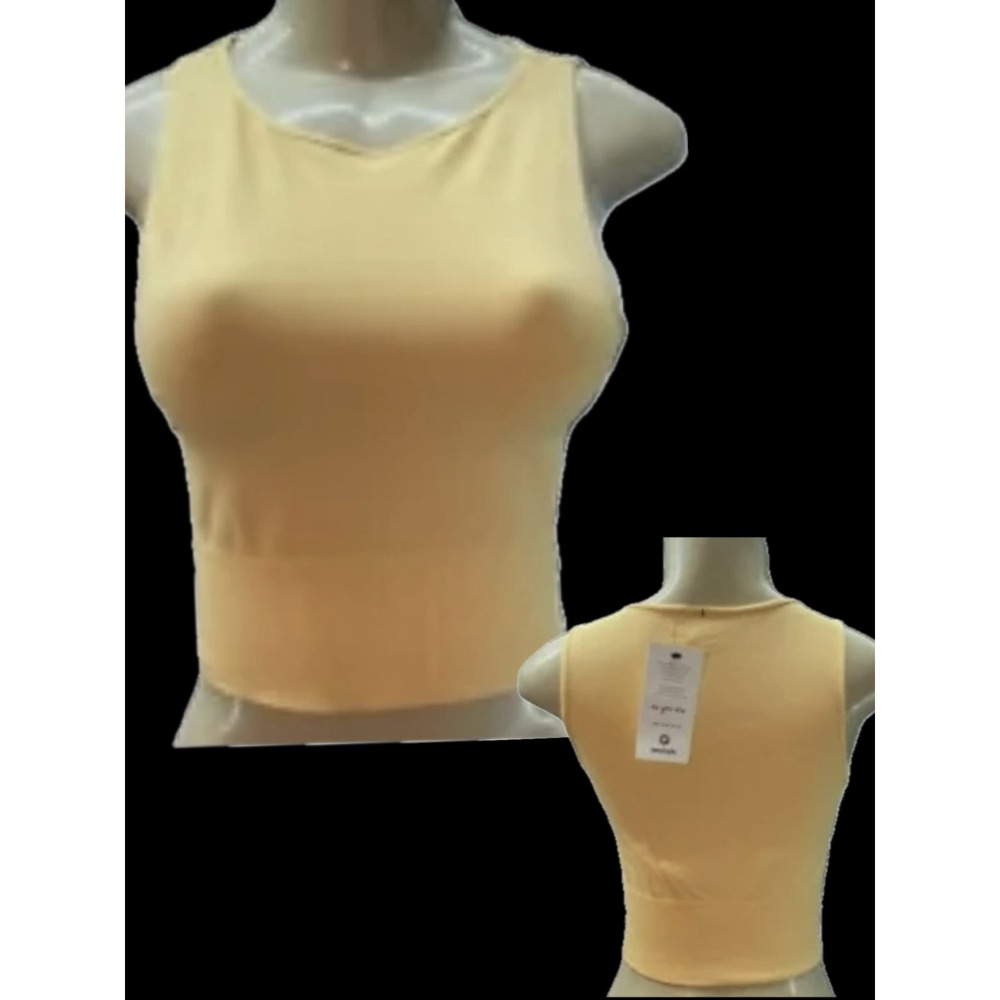 Avocado L/XL Seamless Crop Top Yellow Marigold Sleeveless Ribbed Activewear